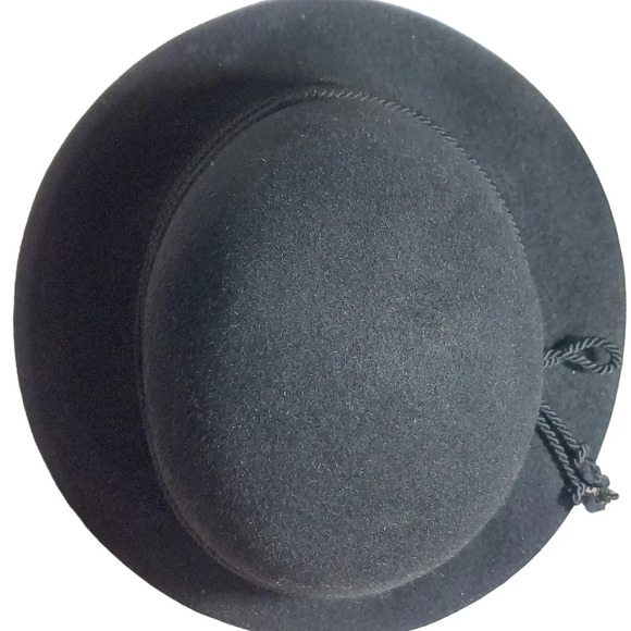 Vintage Muhlbauer Black Wool Felt Hat‎ with Velvet headband and rope details - Picture 8 of 13